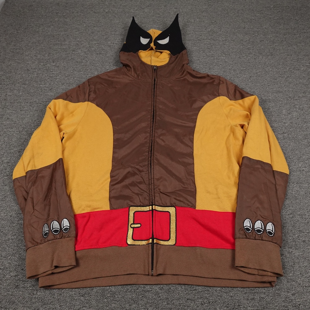 Marvel Wolverine Hoodie Mens 2XL Brown Costume Full Zip Fleece Graphic Jacket